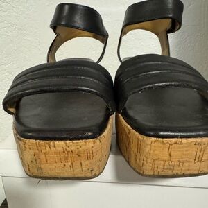 Franco Sarto Black Platform Shoes with Cork Footbed